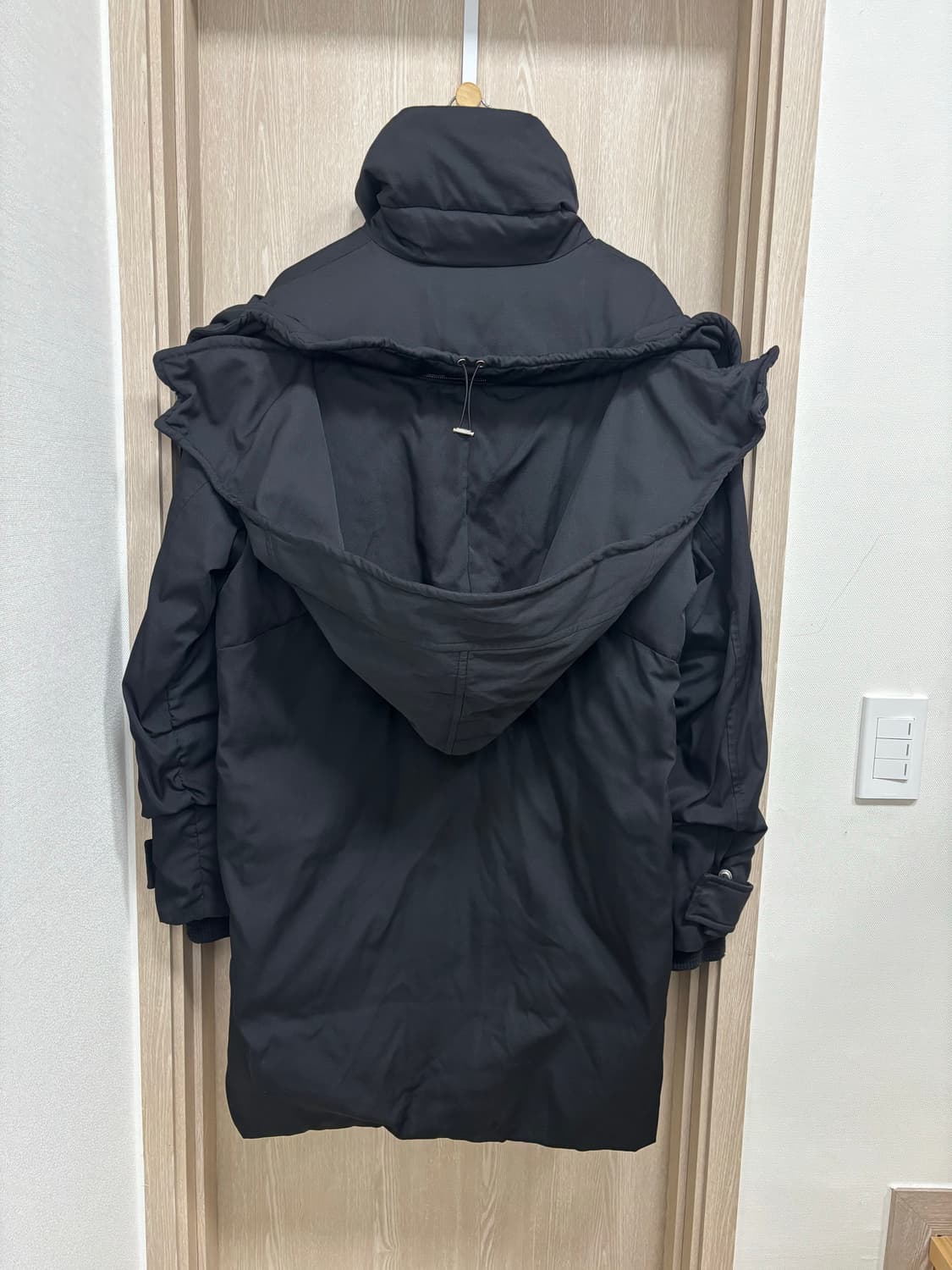 시스템옴므 오버숄더후드 구스다운 패딩/100/블랙 상품이미지3