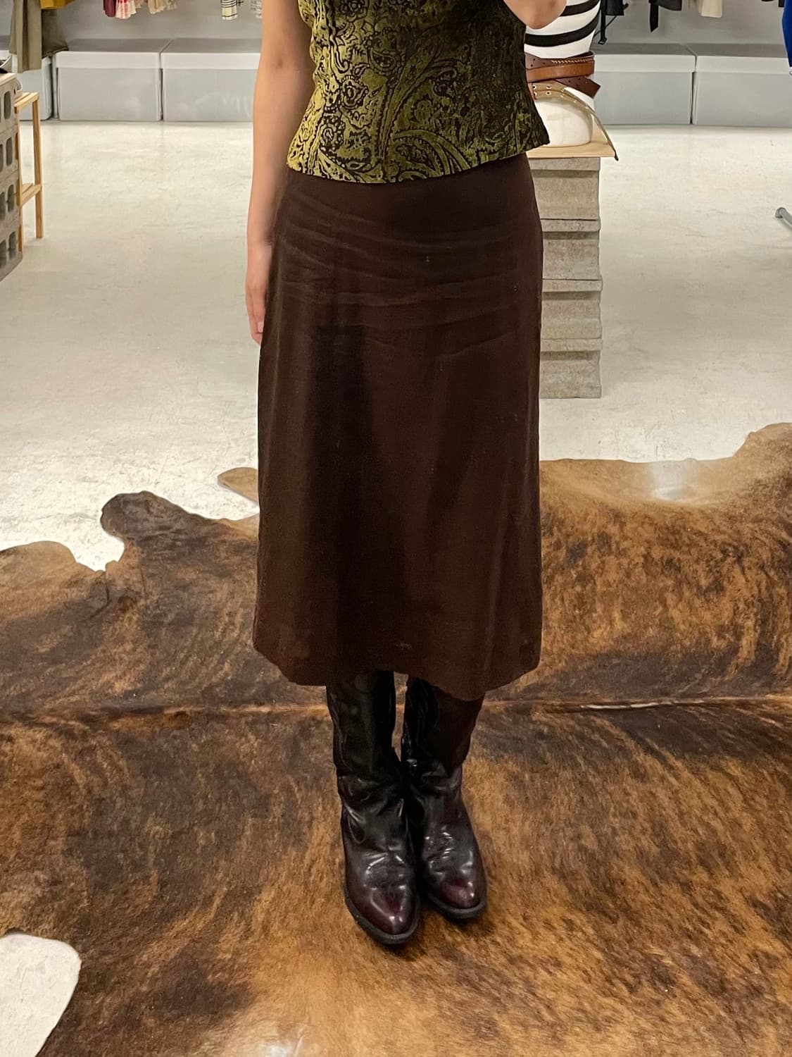 BURBERRY linen skirt 버버리 린넨 미디스커트 상품이미지1