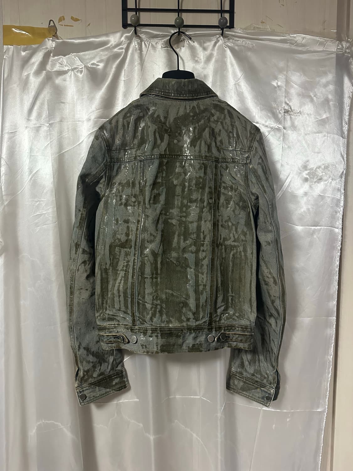 디올옴므 SS04 왁스 코티드 블루 끌레어 데님 자켓 상품이미지2