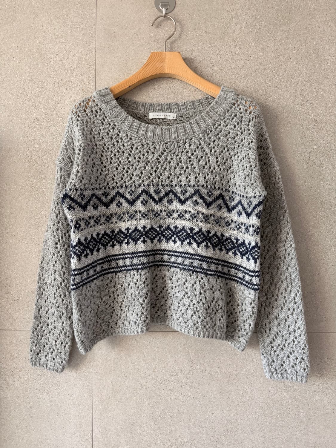 로리팜 울 혼방 패턴 여성 니트 스웨터 상품이미지1