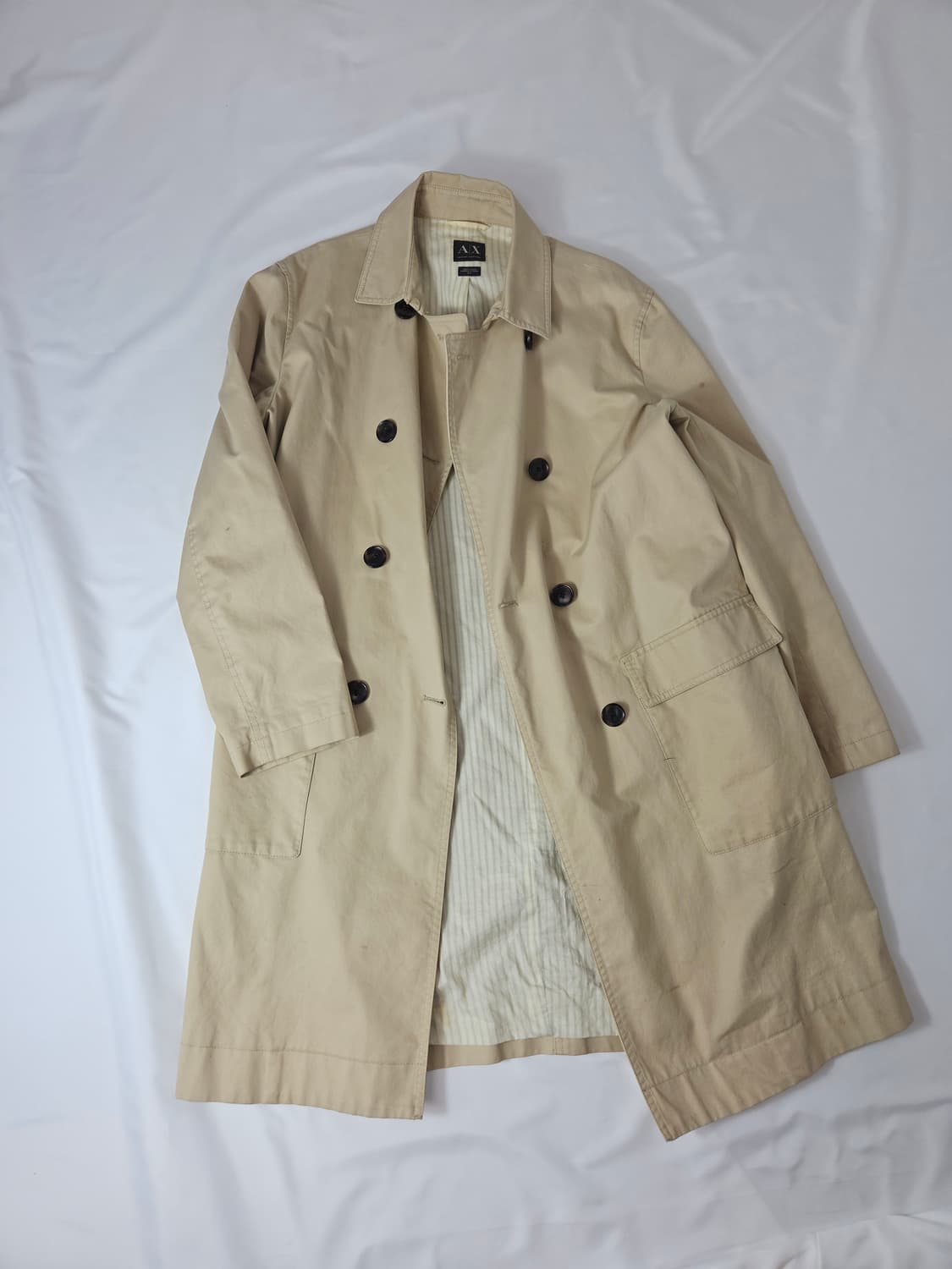 아르마니 익스체인지 쉘 코튼 트렌치 롱코트 자켓 빈티지 베이지 M 상품이미지1