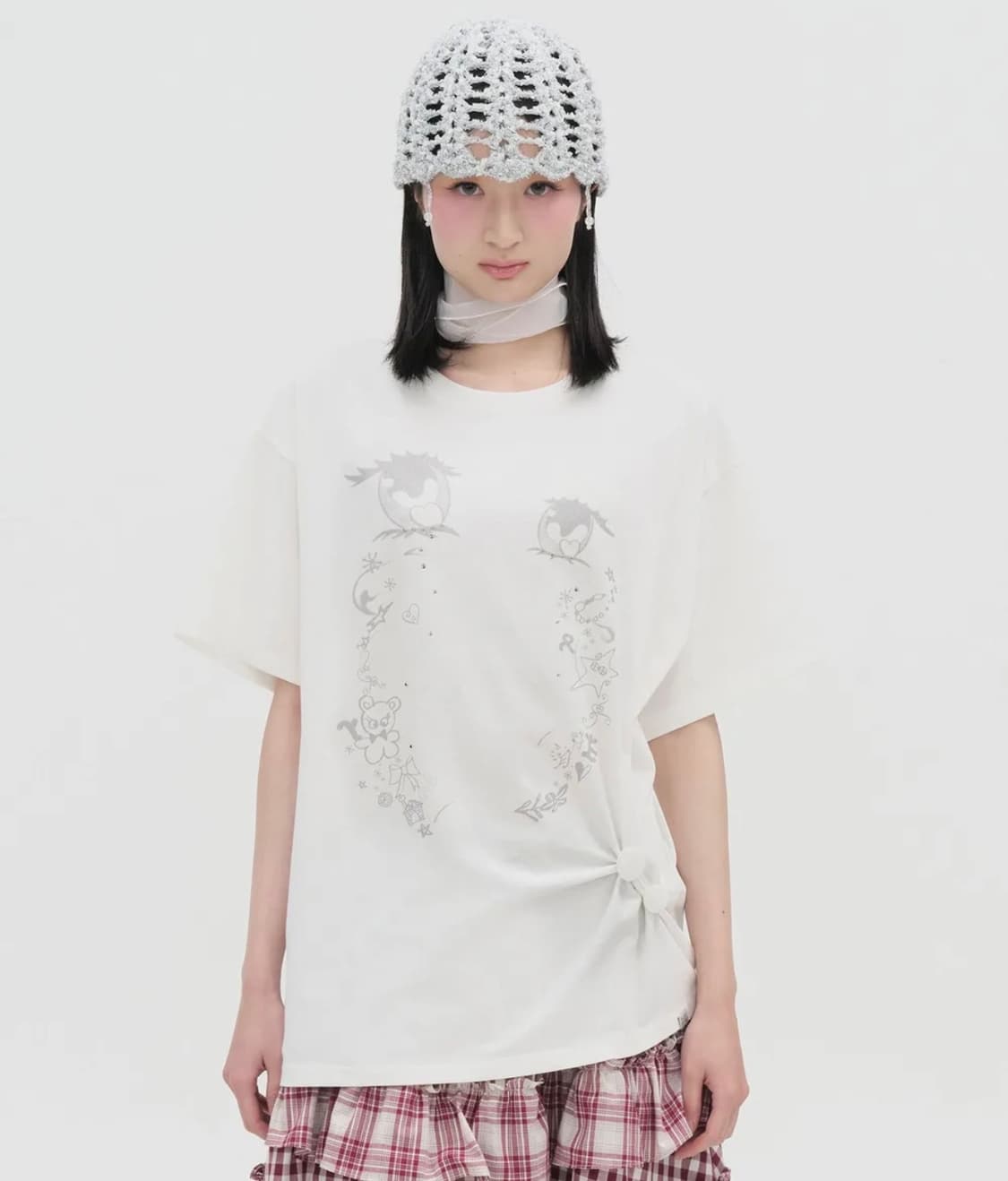 타입서비스 Cry Eyes Half Sleeve Top [White] 상품이미지1