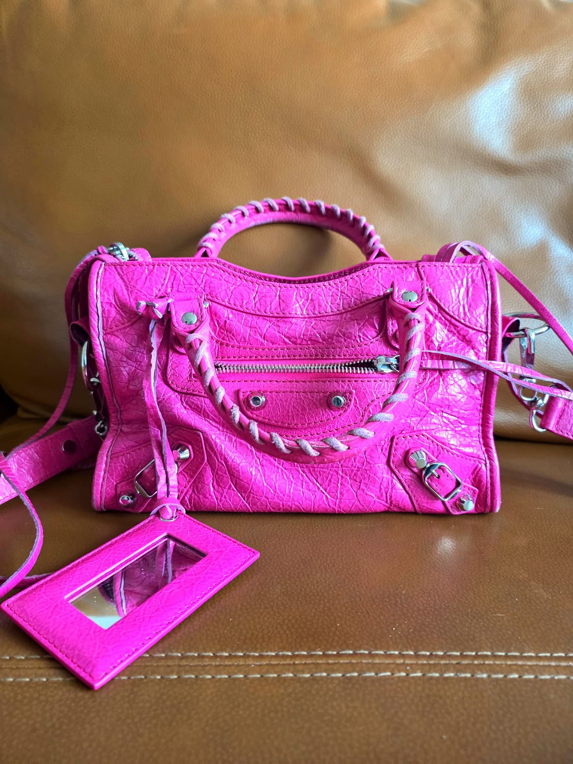 정품 발렌시아가 모터백 르시티백 시티백 미니 푸시아핑크 상품이미지3