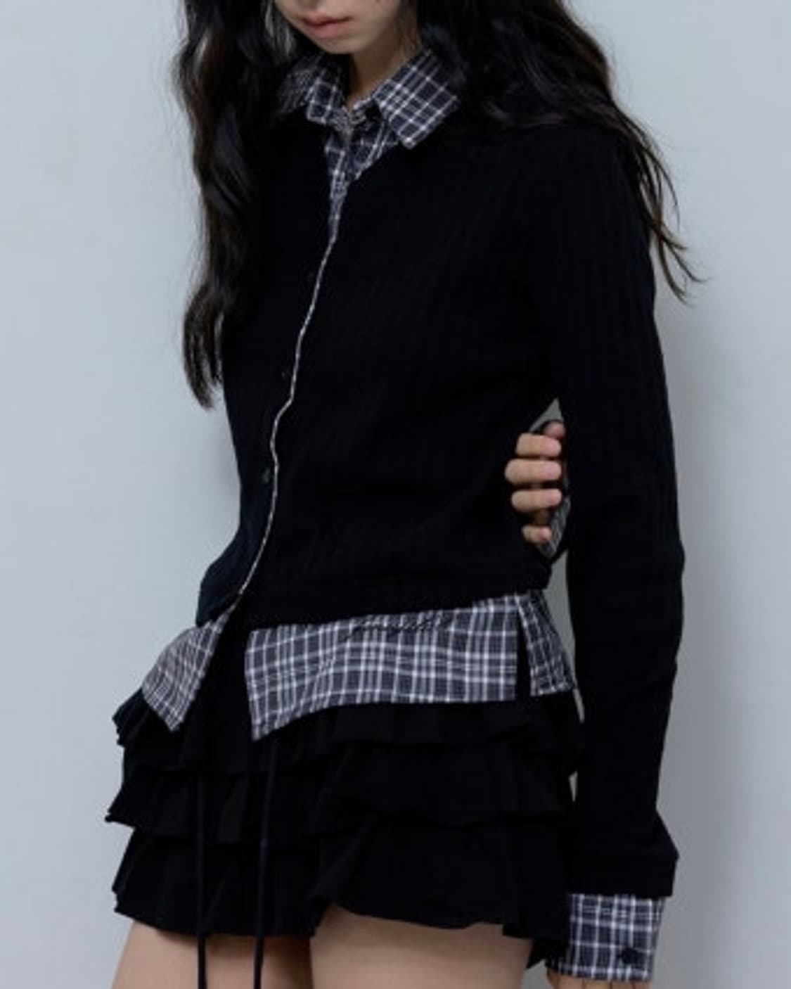 팬시클럽 체크 셔츠 레이어드 가디건 상품이미지3