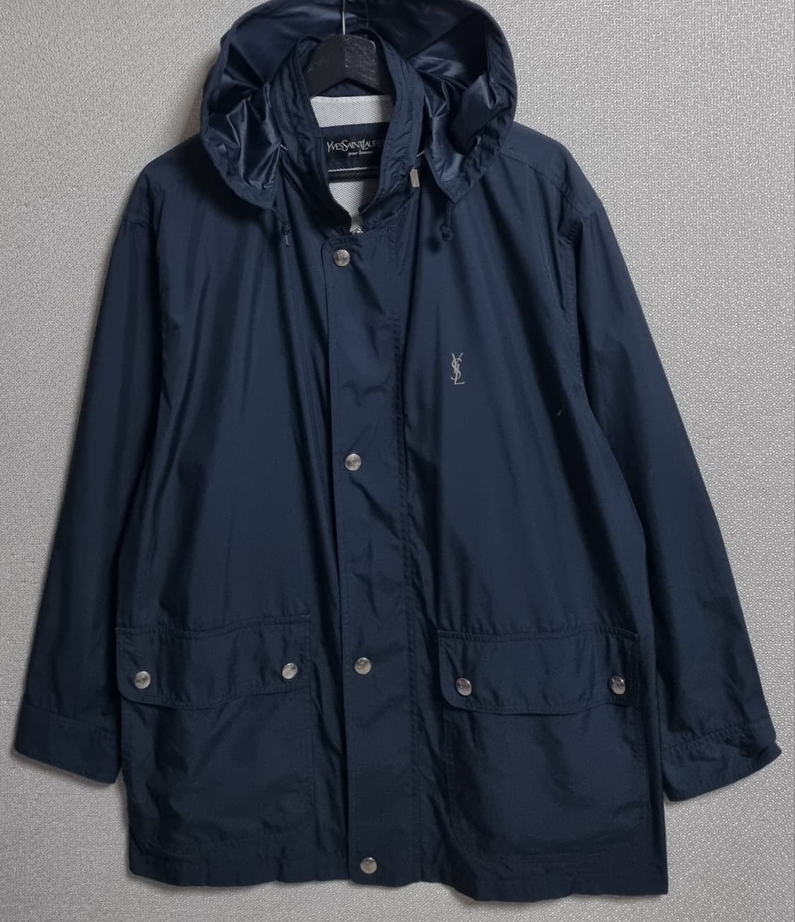 오버핏 L (100) 입생로랑 빈티지 그레이 체크셔츠 남방 상품이미지1