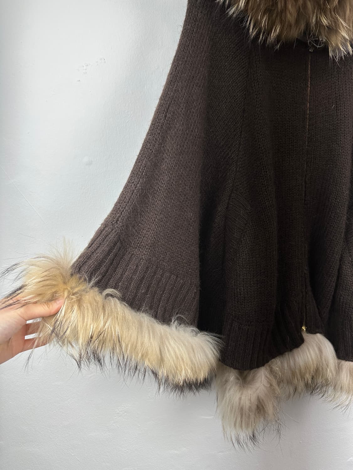 JPN fur trimming drape cape hoodie 상품이미지5