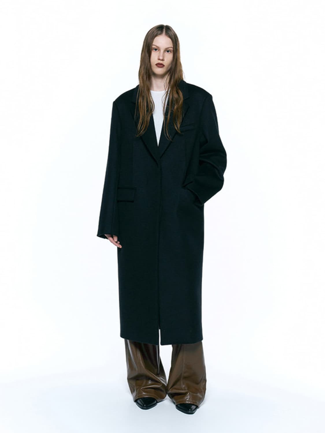 인사일런스우먼 캐시미어 터킹 싱글코트 상품이미지1