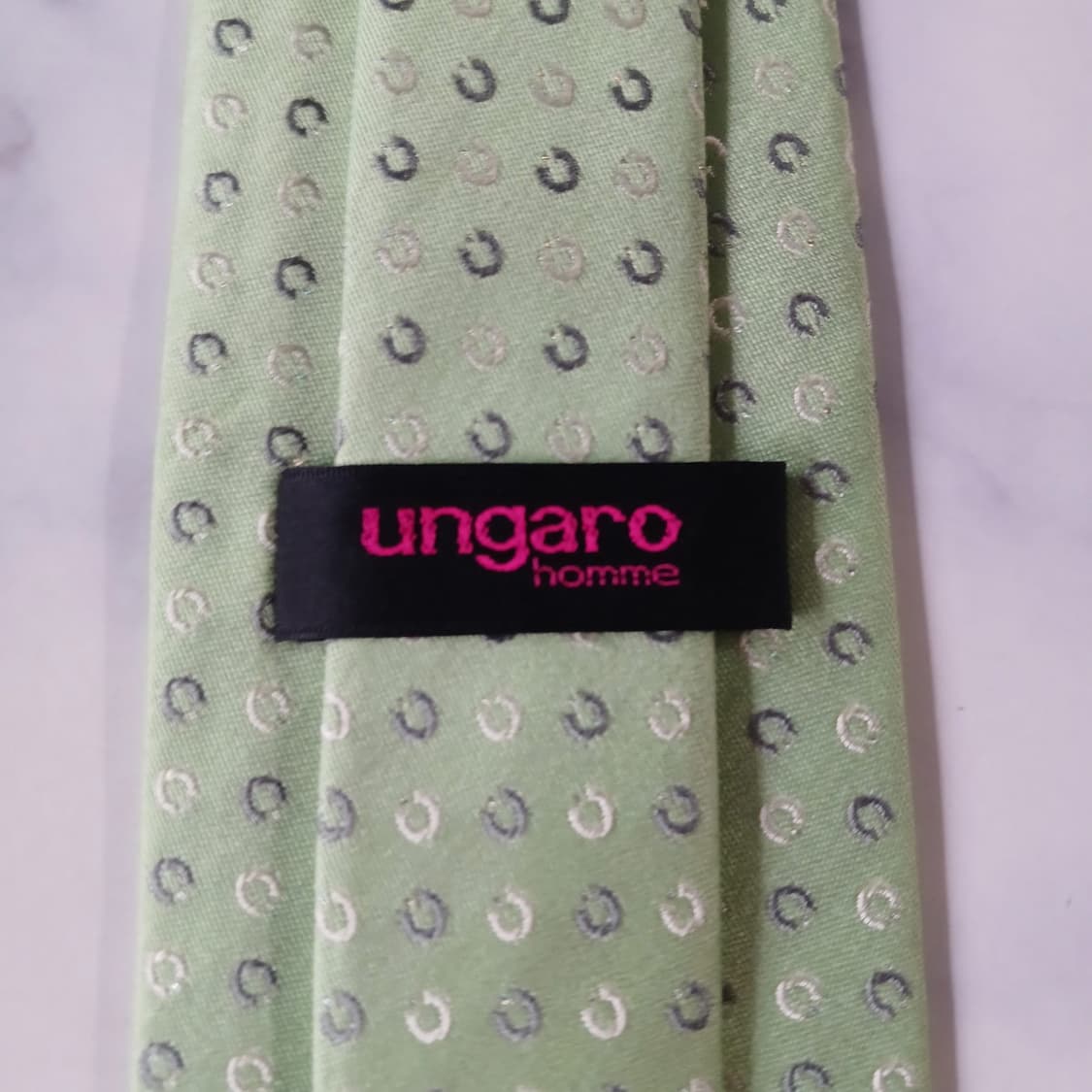 UNGARO 웅가로 실크 그린 패턴 넥타이 8.2cm A등급 E1039
 상품이미지7