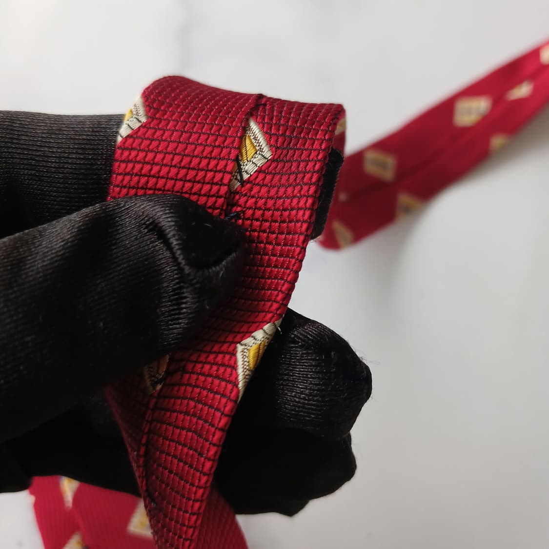 입생로랑 실크 레드 자카드 넥타이 9.6cm A등급 E958 상품이미지10