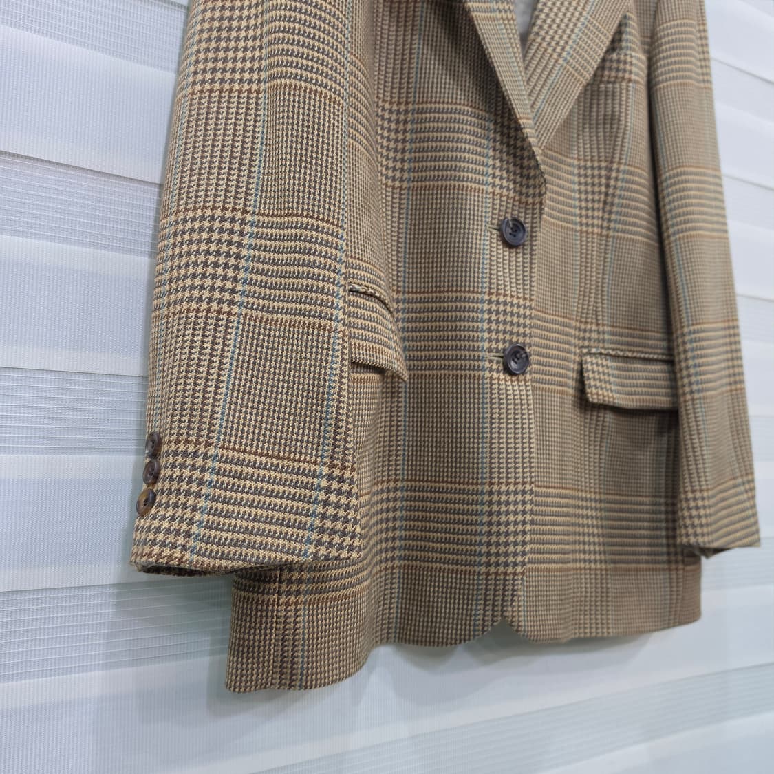 90s 아쿠아큐스텀 하운드투스 체크 패턴 블레이저- 우먼프리 상품이미지3