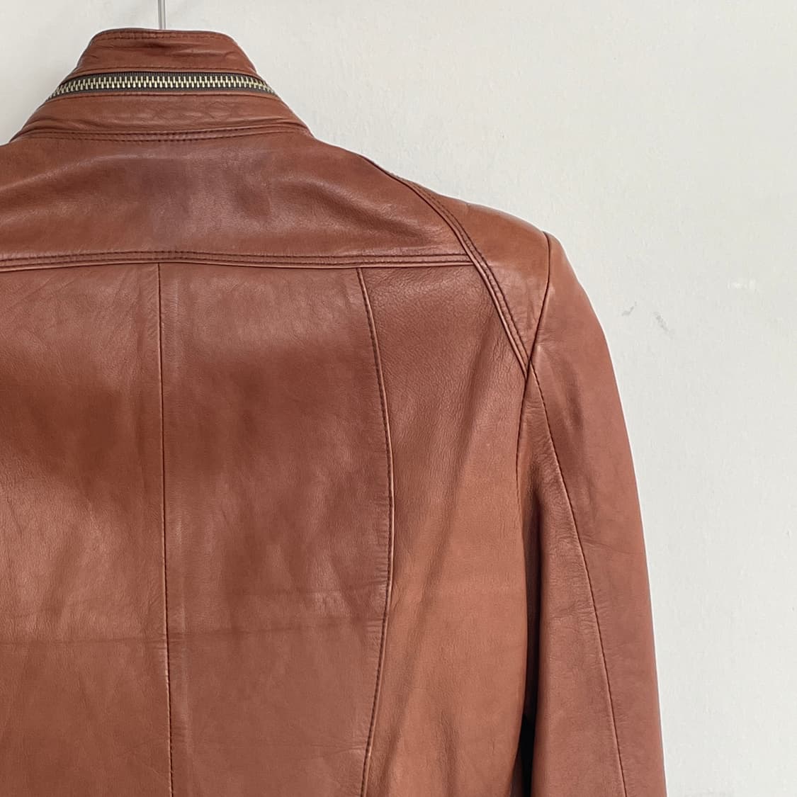 시스템 레더 자켓 지퍼 슬리브 스냅 버튼 디테일 브라운 y2k 펑크 상품이미지6