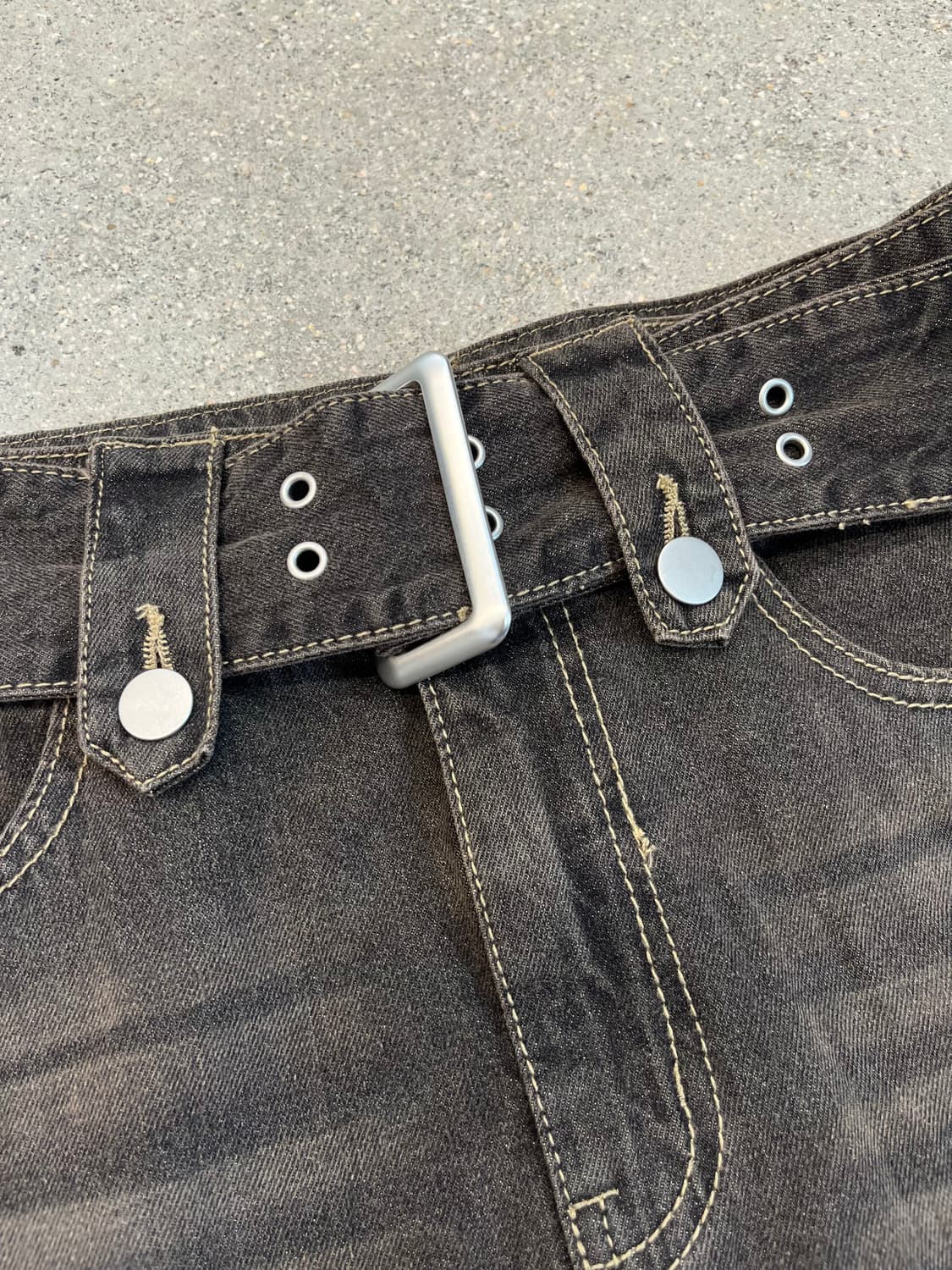 빈티지 워싱 흑청 미니 스커트 상품이미지3