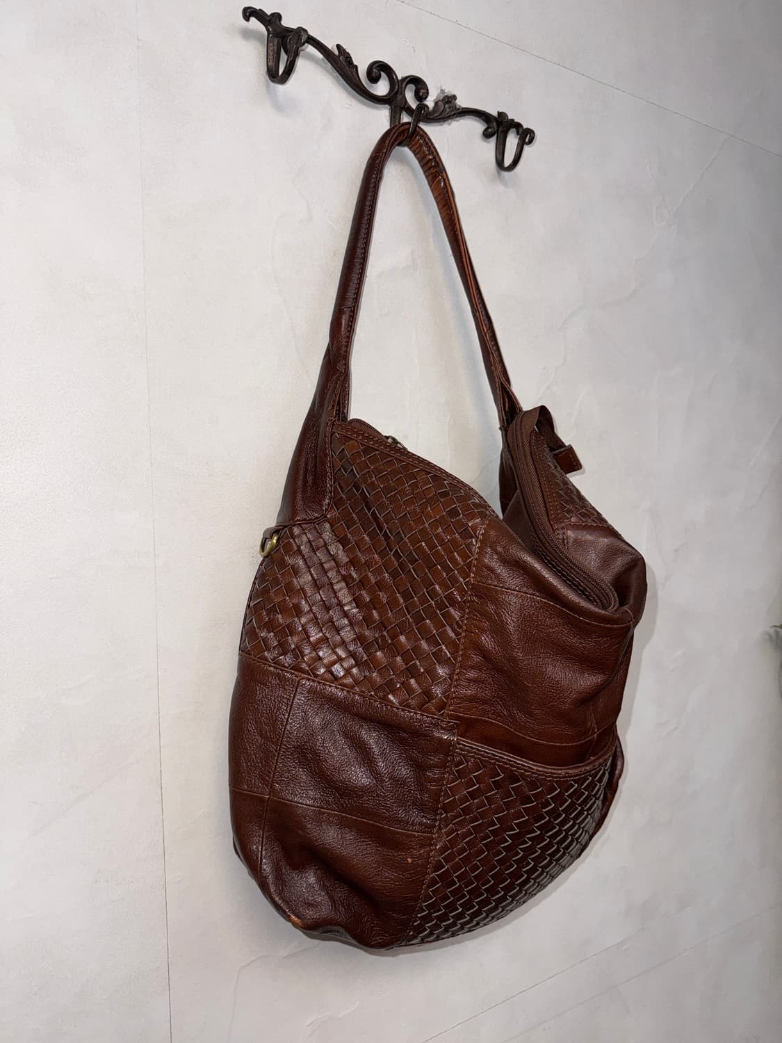 Brown diamond patch leather big 숄더백 상품이미지2