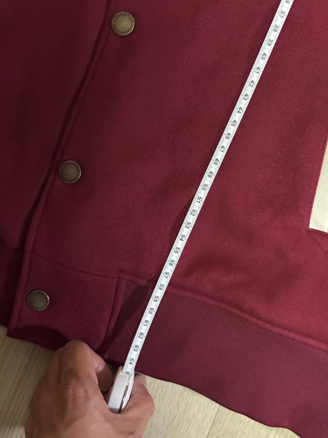 챔피온 가죽 바시티 자켓 버건디 상품이미지3