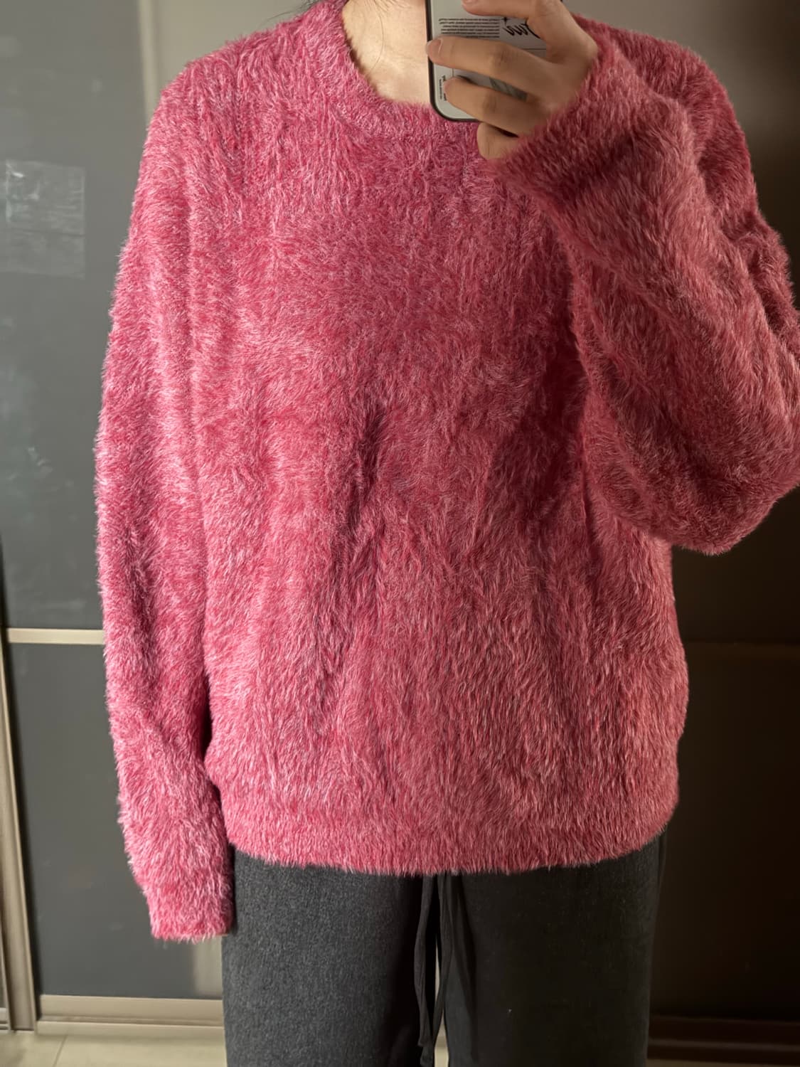 노매뉴얼 헤어리 니트 와인컬러 상품이미지3