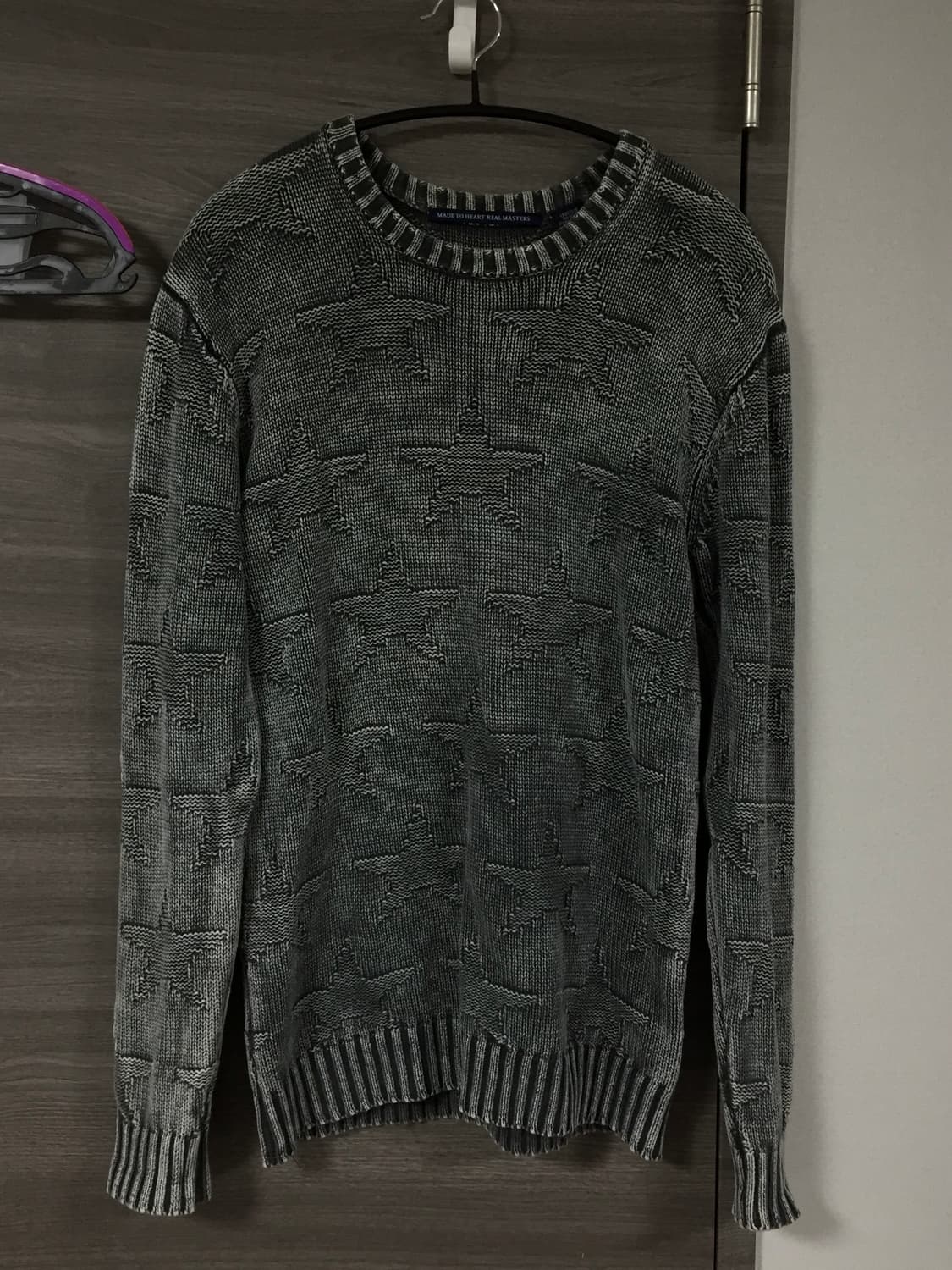 빈티지 별 패턴 차콜 니트 상품이미지1