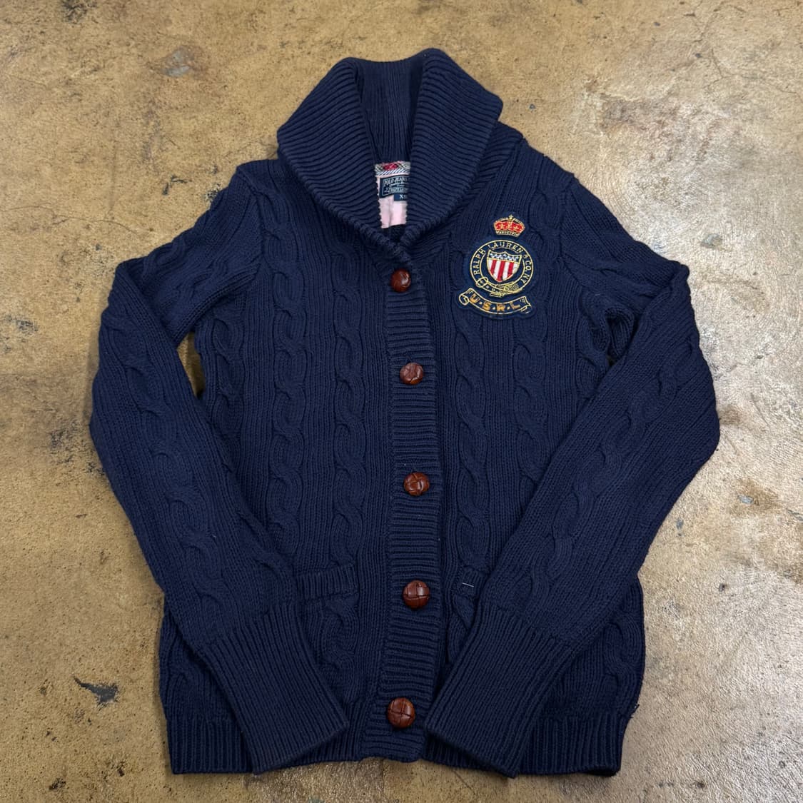 [정품/XS] 폴로진스 네이비 케이블 가디건 b16 상품이미지2