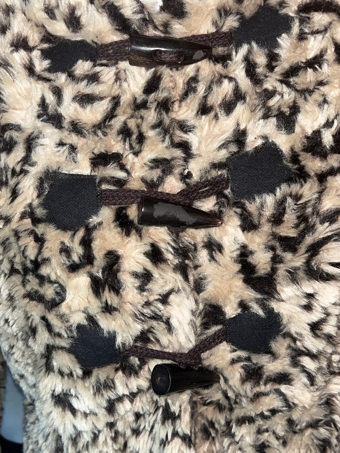 레오파드 퍼 후드 더플 코트자켓 상품이미지2