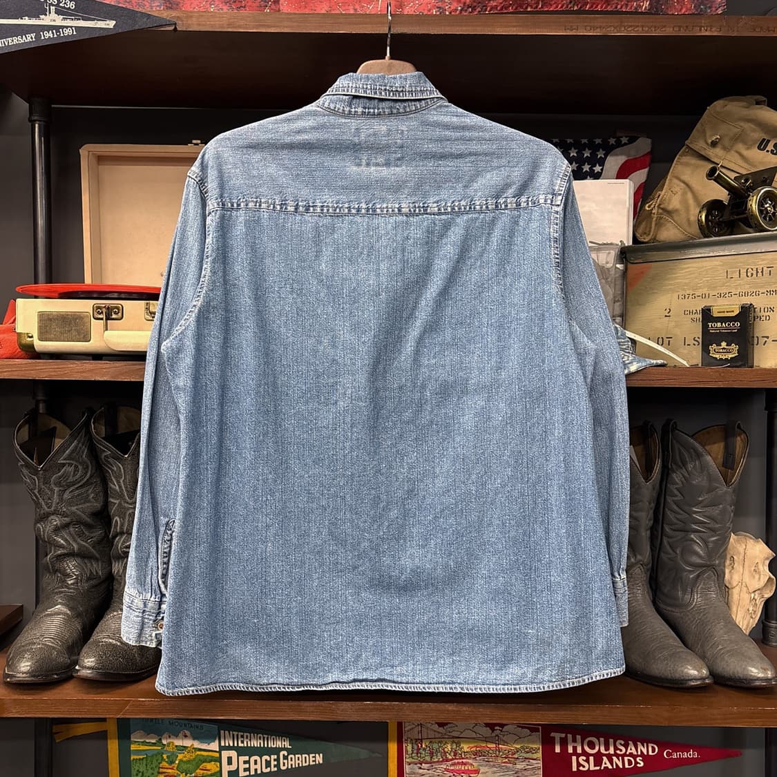 80~90s 리바이스 블루탭 빈티지워싱 하프집업 워크 데님셔츠 N1054 상품이미지2