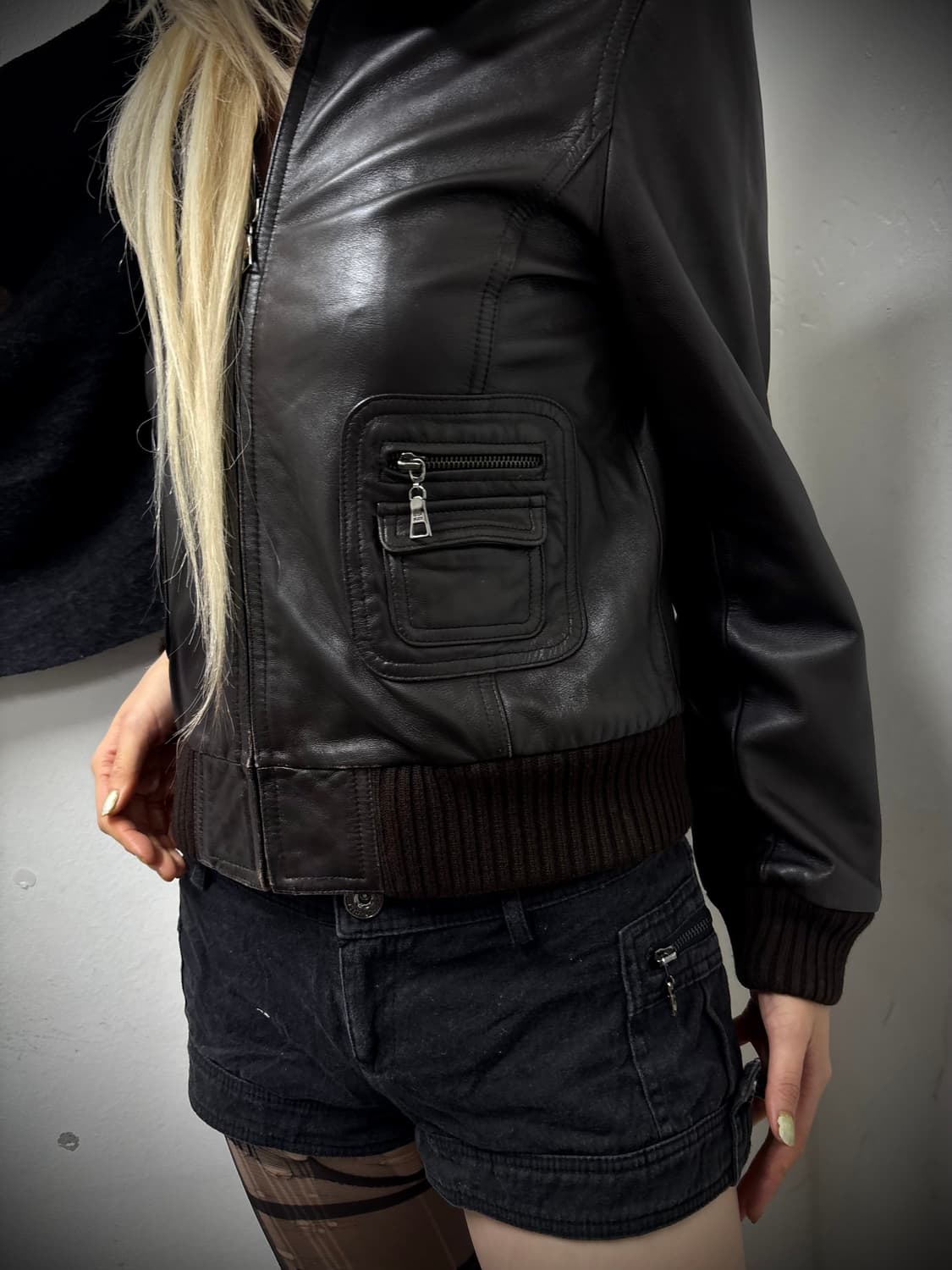 “Vintage” Brown Sheepskin Leather Jacket 상품이미지5