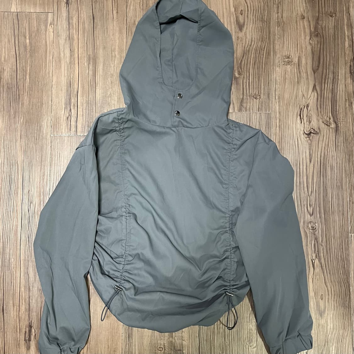 밑단 스트링 그레이 후드바막 상품이미지1