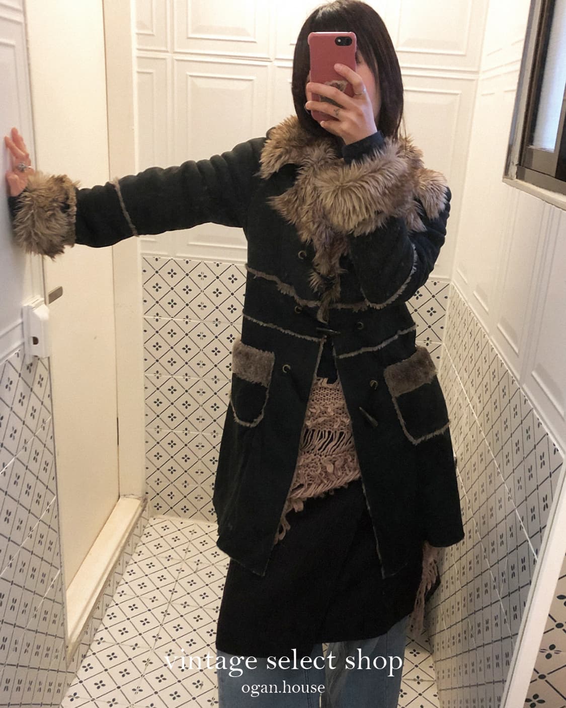 vintage suede fur duffel coat 상품이미지1