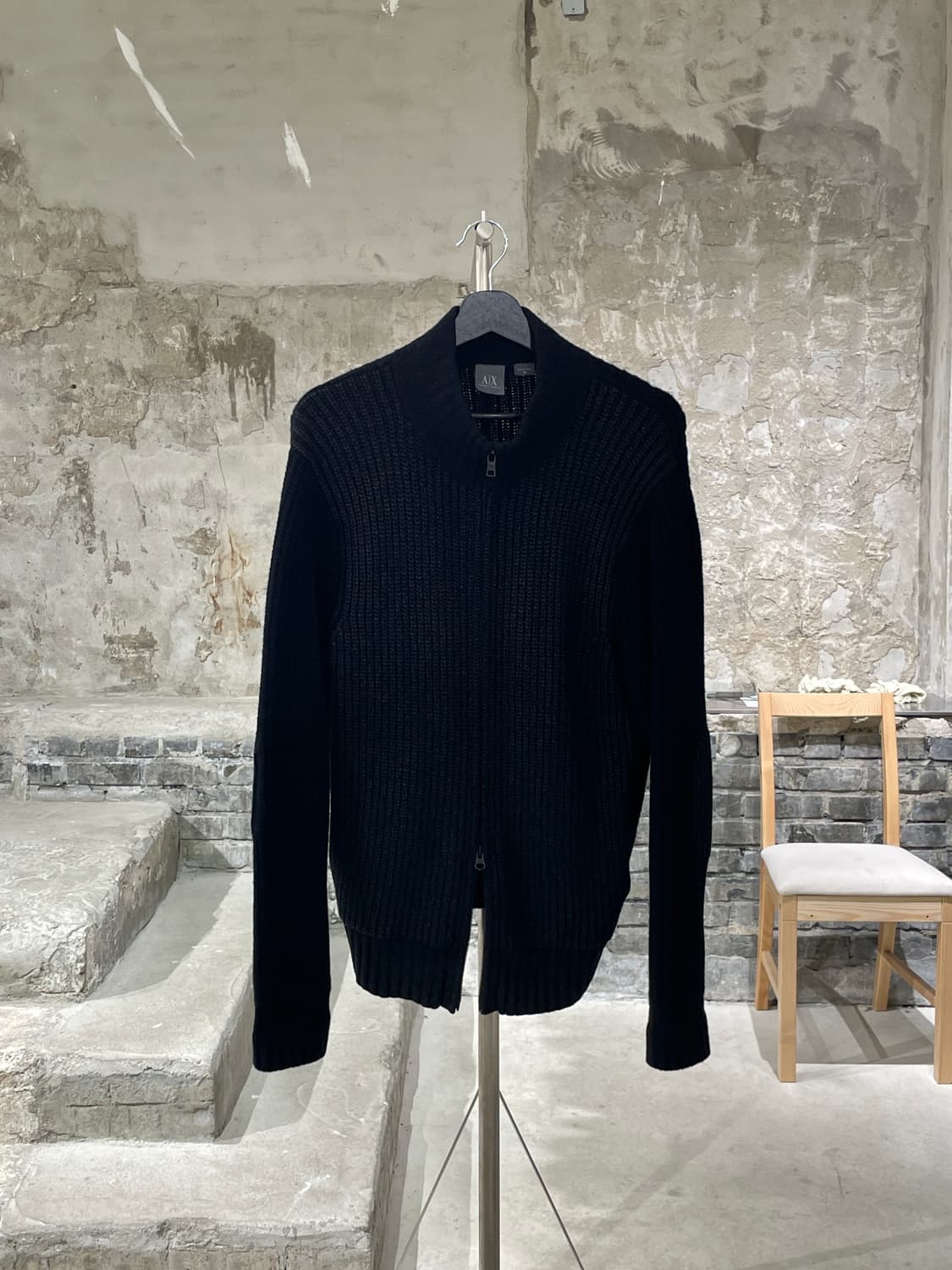 아르마니 익스체인지 블랙 암 패치 투 웨이 집업 자켓 상품이미지1