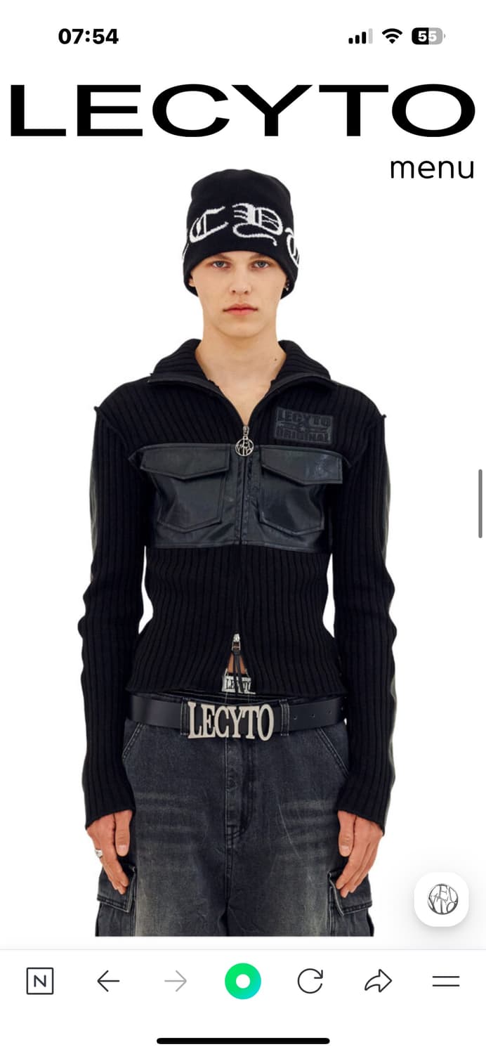 레씨토 Fabric Mix Neck Zip Up_[Black] 블랙 집업 상품이미지1