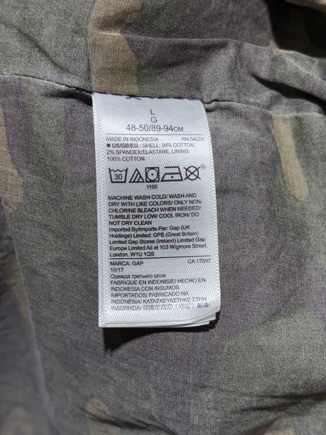 L GAP 밀리터리 4포켓 카모 안감 야상 자켓 상품이미지6