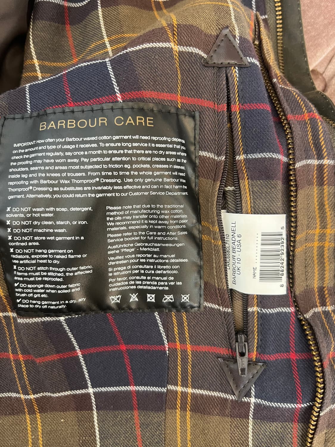 바버 여성 카키 왁스자켓 헌팅자켓 상품이미지6