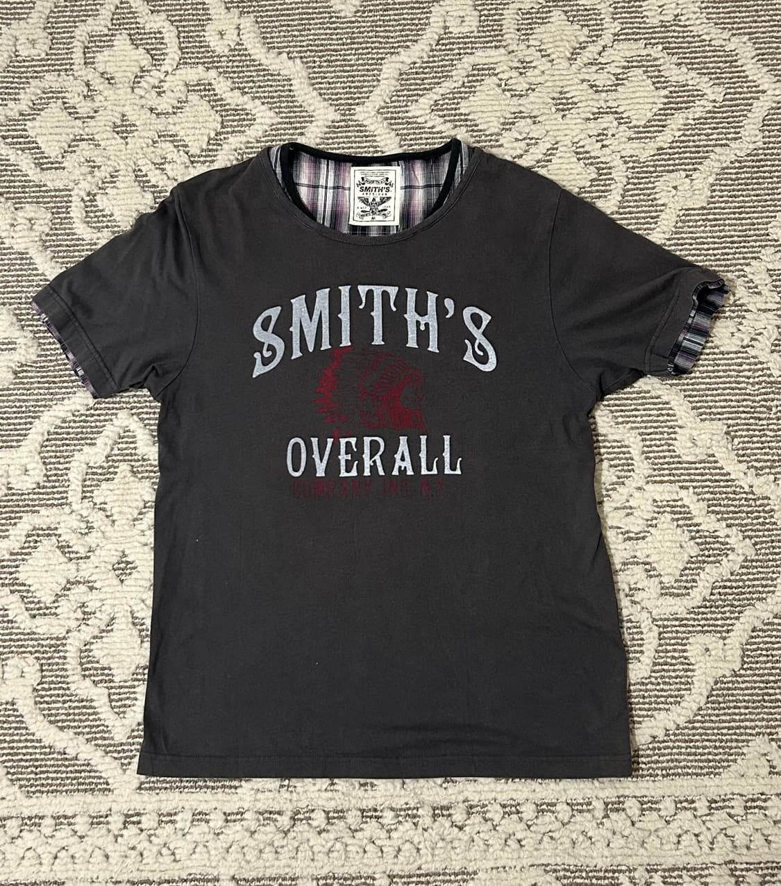 Smith’s American y2k 체크 레이어드 반팔탑 상품이미지1