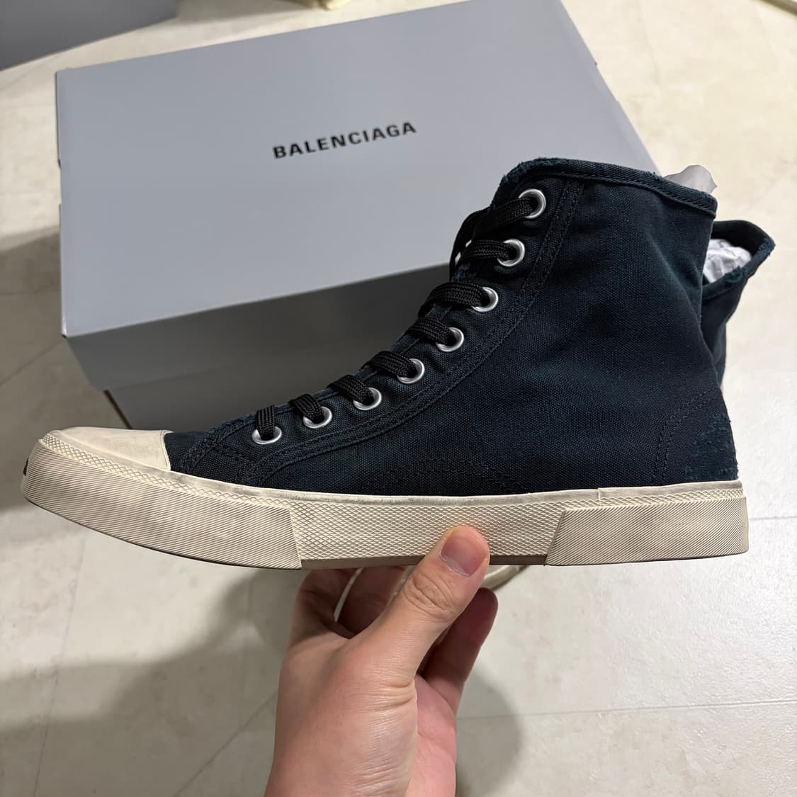 새상품(275)발렌시아가 파리 하이탑 빈티지 스니커즈 블랙 상품이미지4