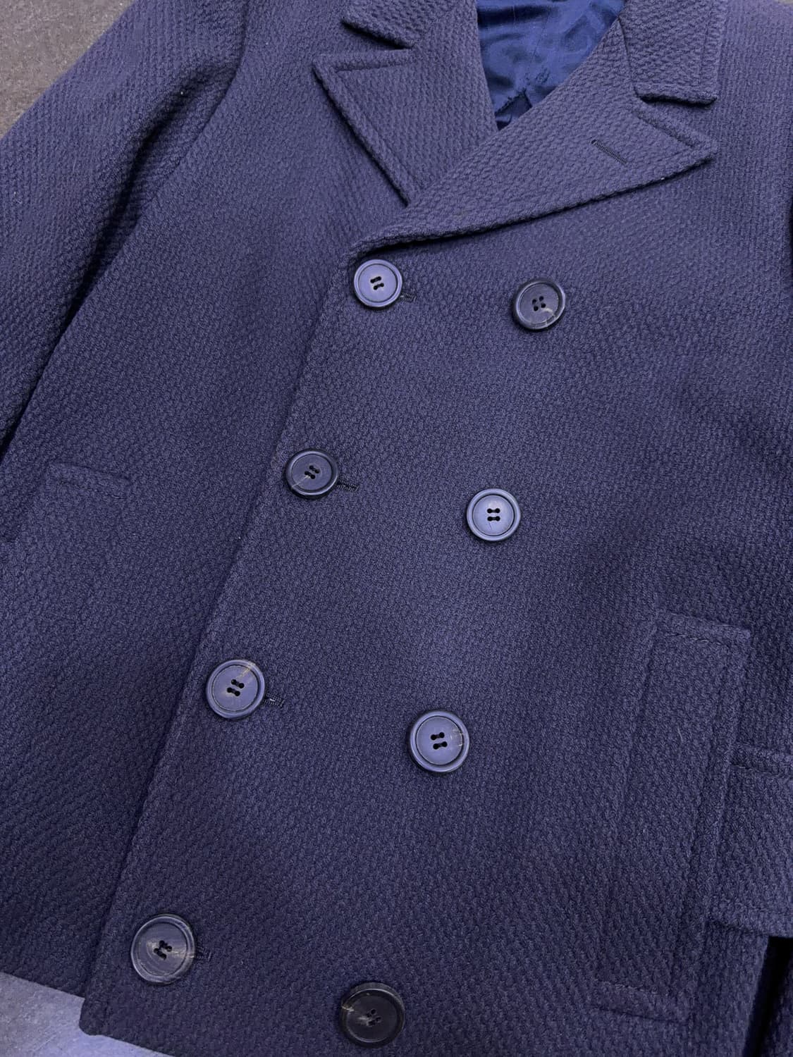 랑방 양모 숏 더블코트 피코트 라인 비스코스 그레이 46 상품이미지5