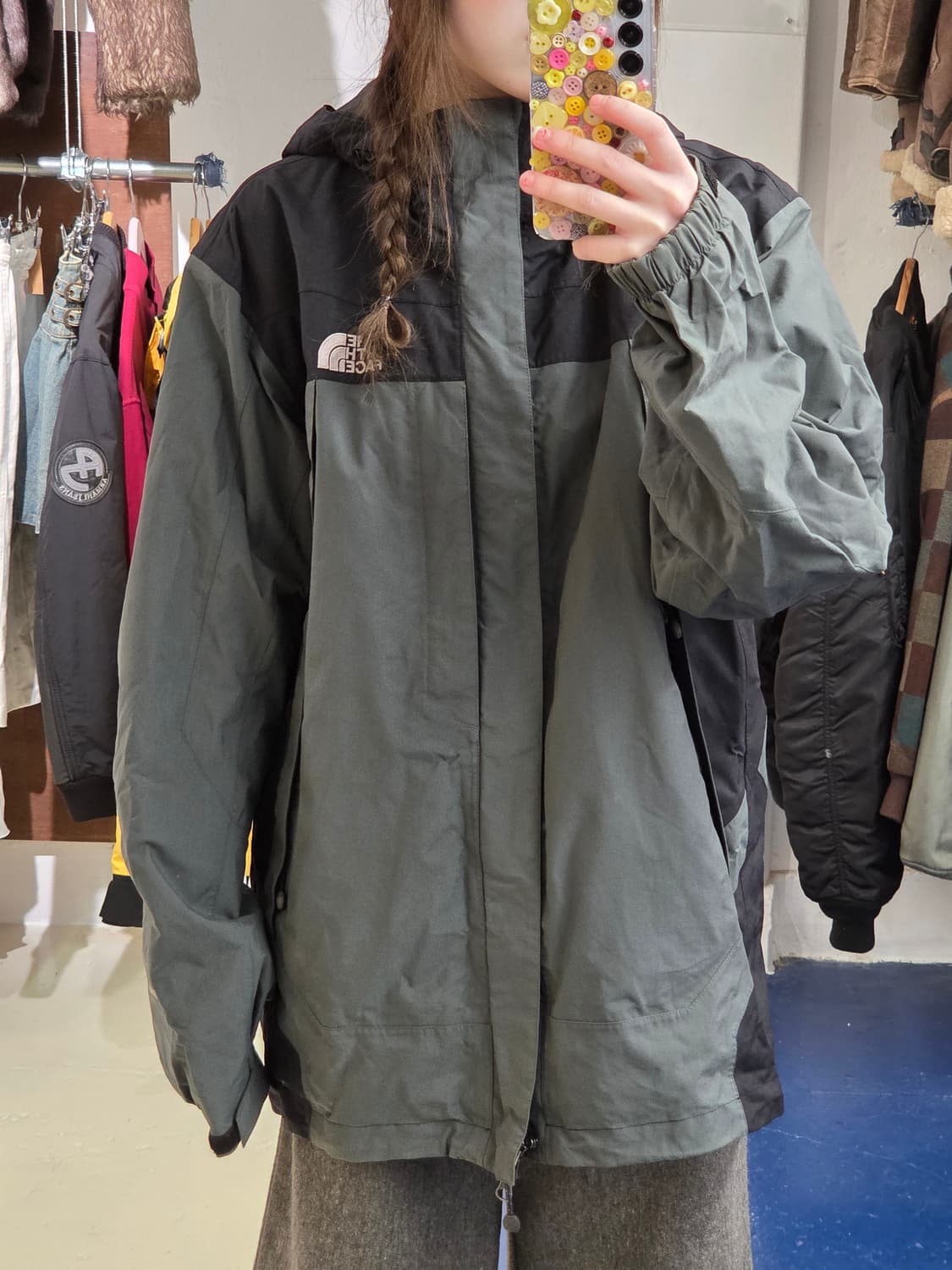 TNF 노스페이스 시멘트 그레이 후드 바람막이 상품이미지3