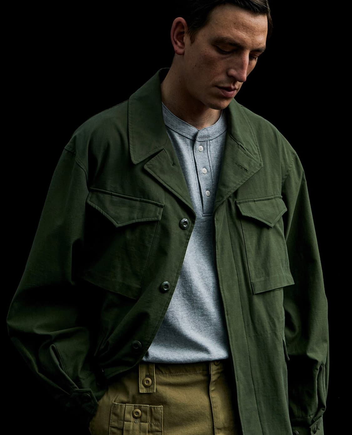 유니폼브릿지 헨리넥 ls 포켓 긴팔티 멜란지 그레이 XL 상품이미지3