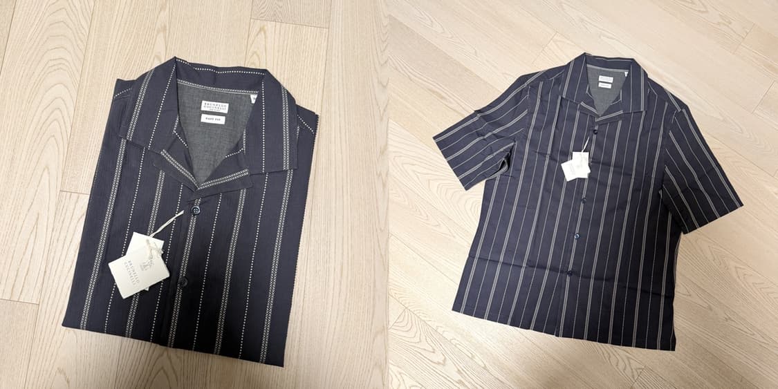 브루넬로 쿠치넬리 / 오픈 칼라 스트라이프 셔츠 / M 새상품 상품이미지2