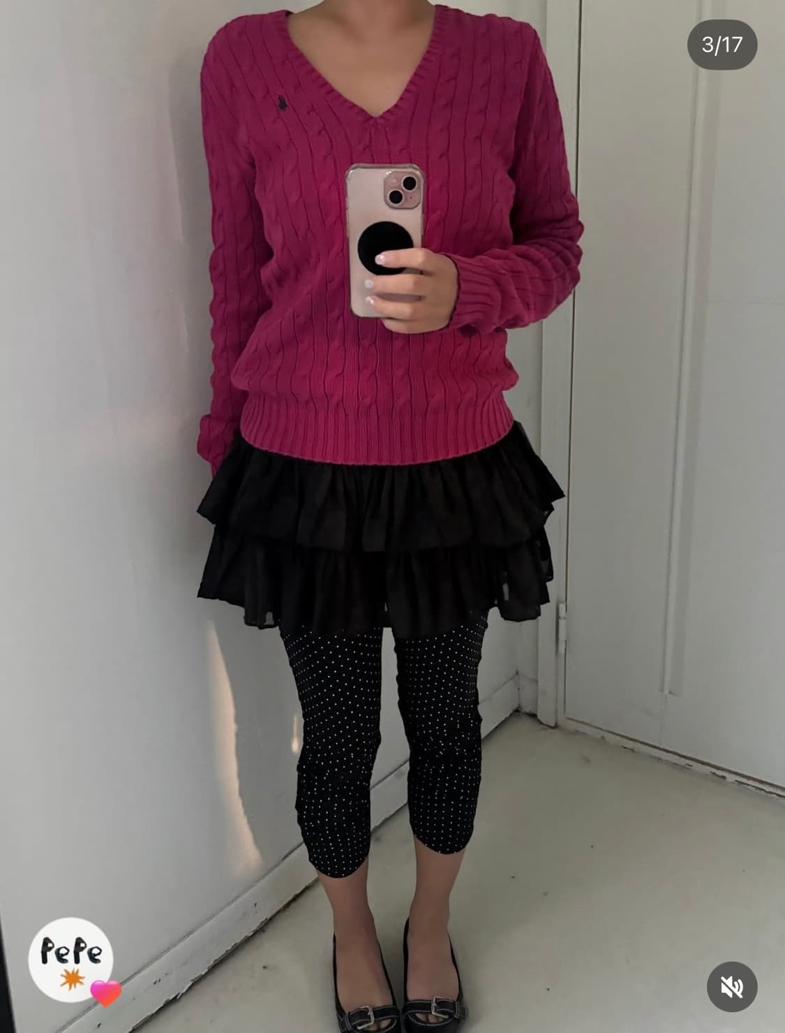 일본빈티지 도트 셔링 레깅스 상품이미지7