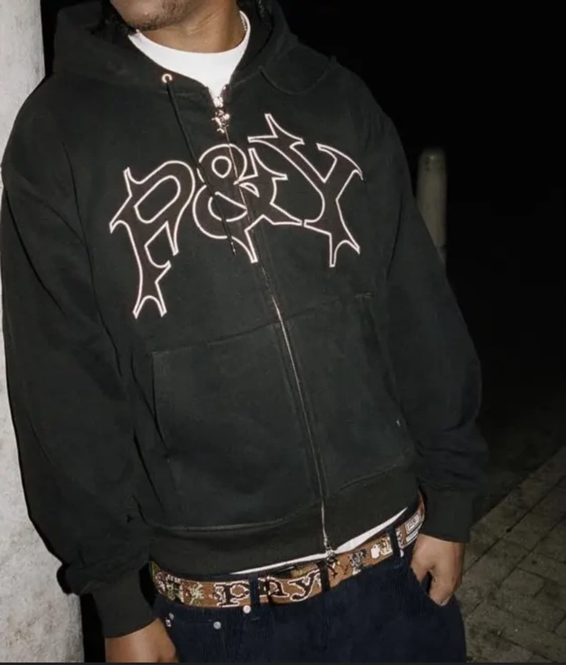 펑크앤요 punkandyo 로고 후드집업 블랙 상품이미지3