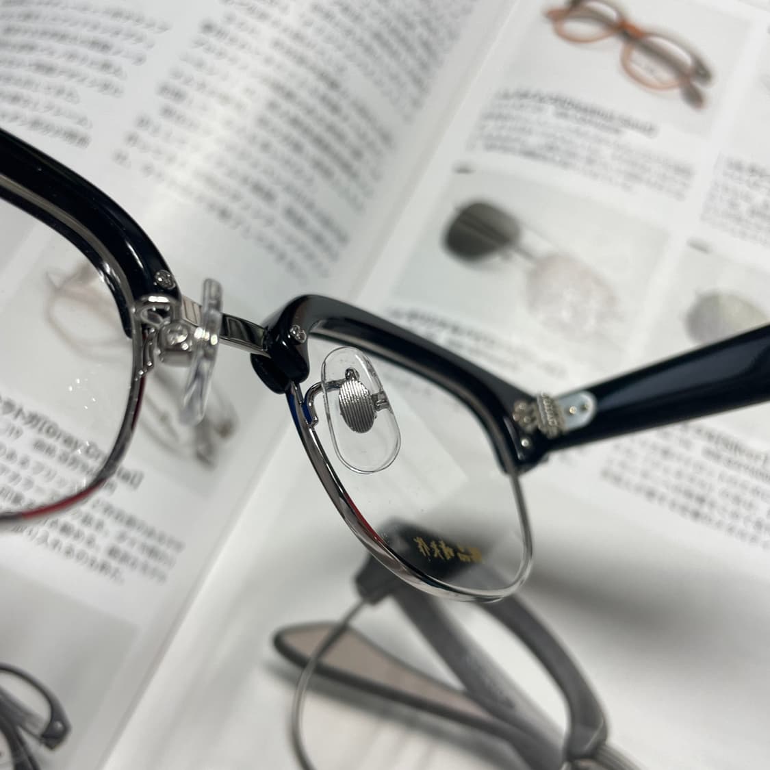 銘品晴夫作 메힌 하루오사쿠 셀룰로이드 콤비 하금테 블랙 일본 안경 상품이미지8
