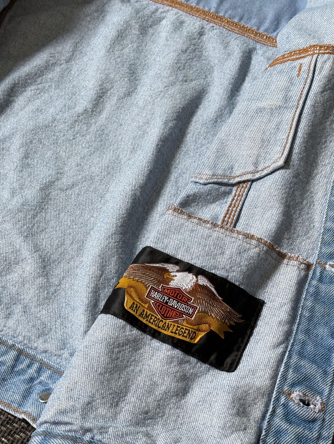 90s USA 할리 데이비슨 라이트 워시드 데님자켓 (100-105) 상품이미지5