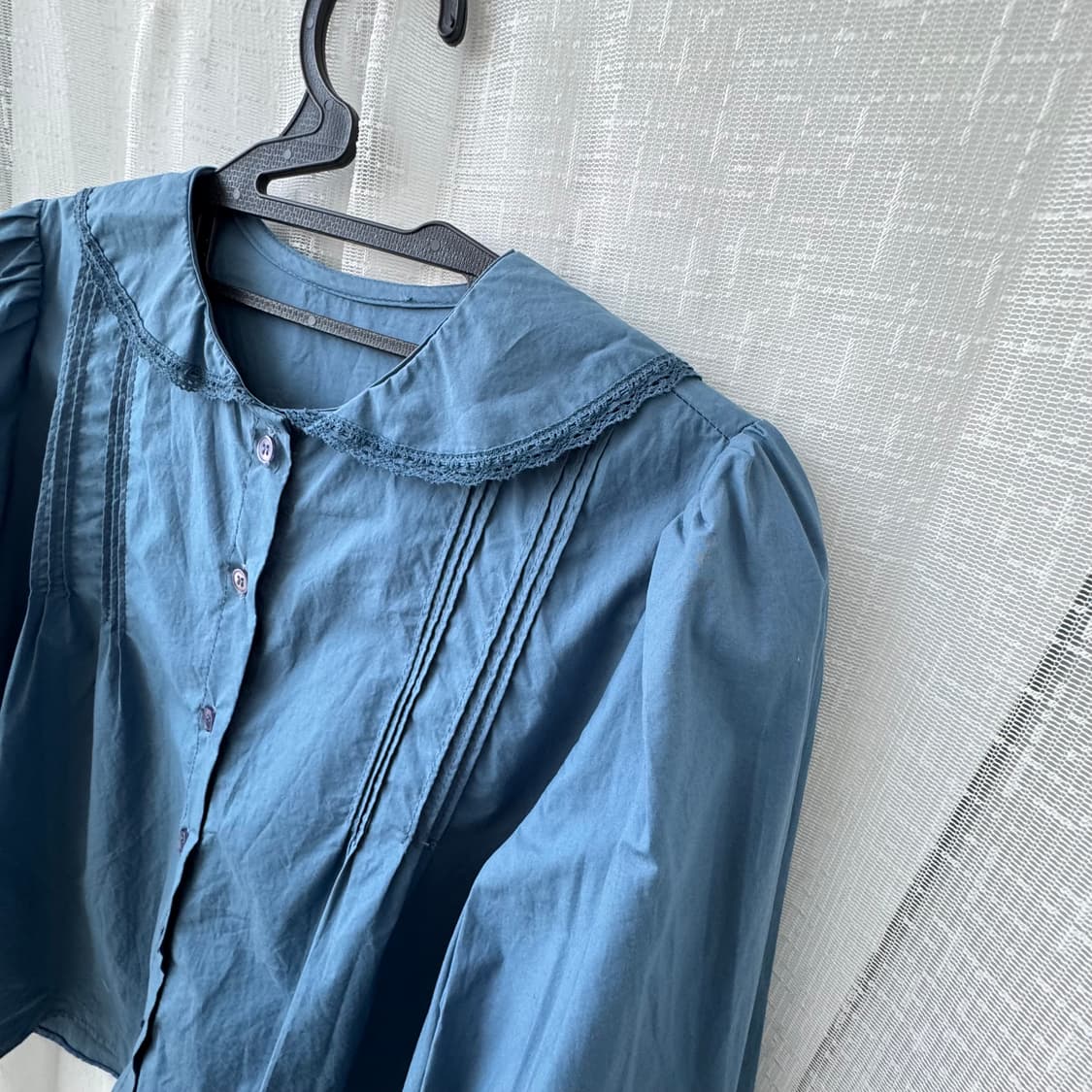거의새것 블루 레이스 넥 블라우스 러블리 모리걸 상품이미지3