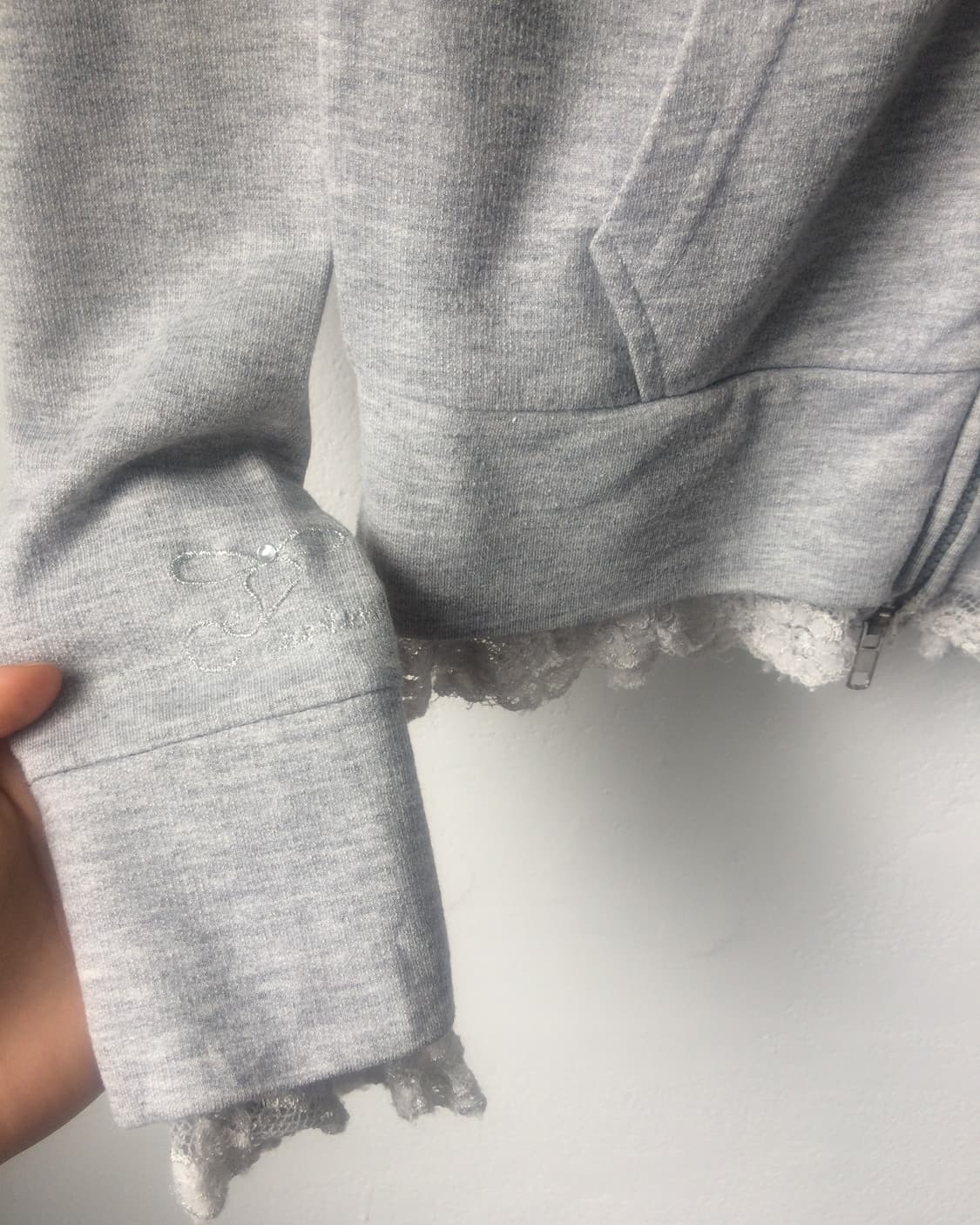 Lace trimming hood zip up 상품이미지4