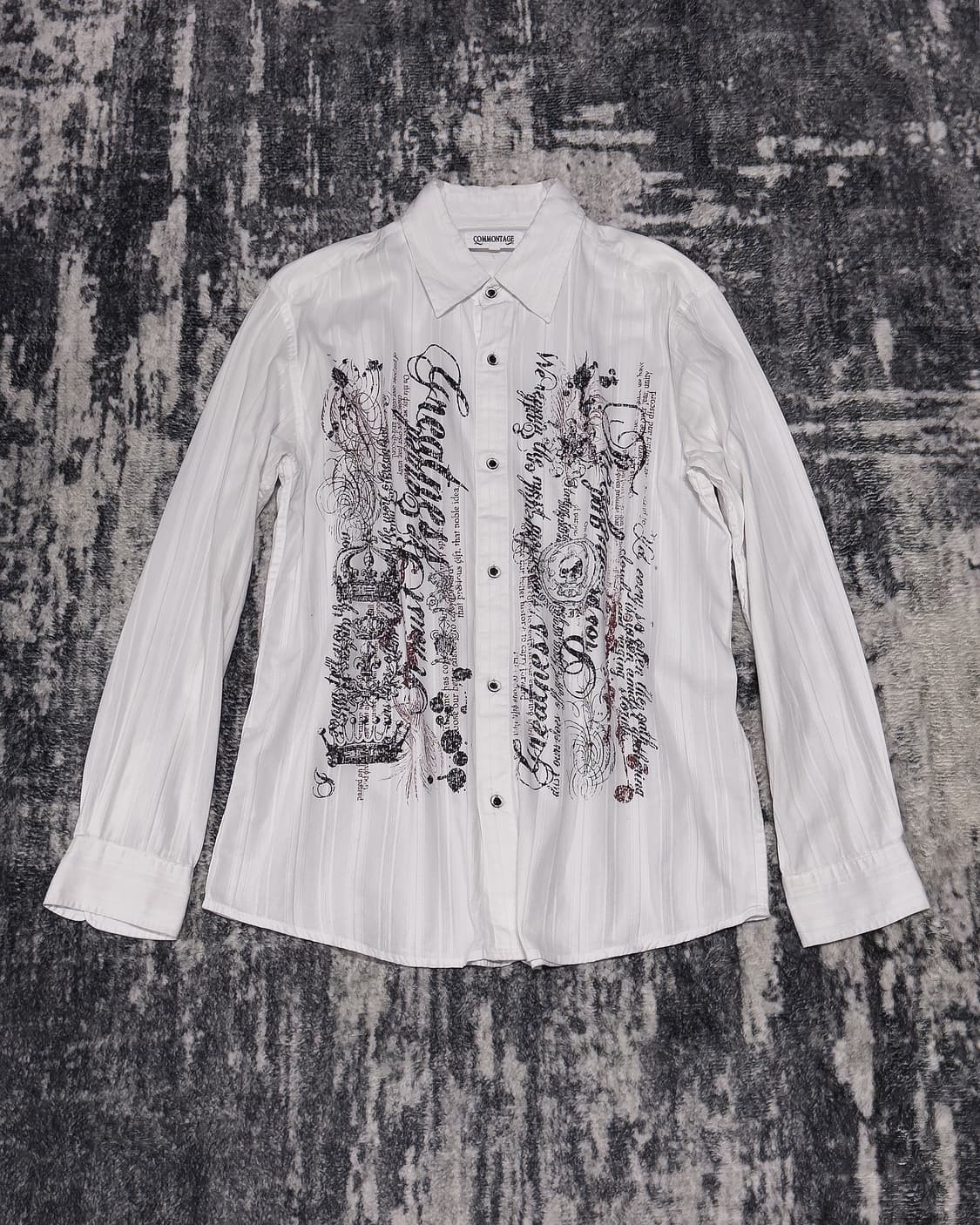 {UNKNOWN} Punk Graphic Striped Shirt  상품이미지1