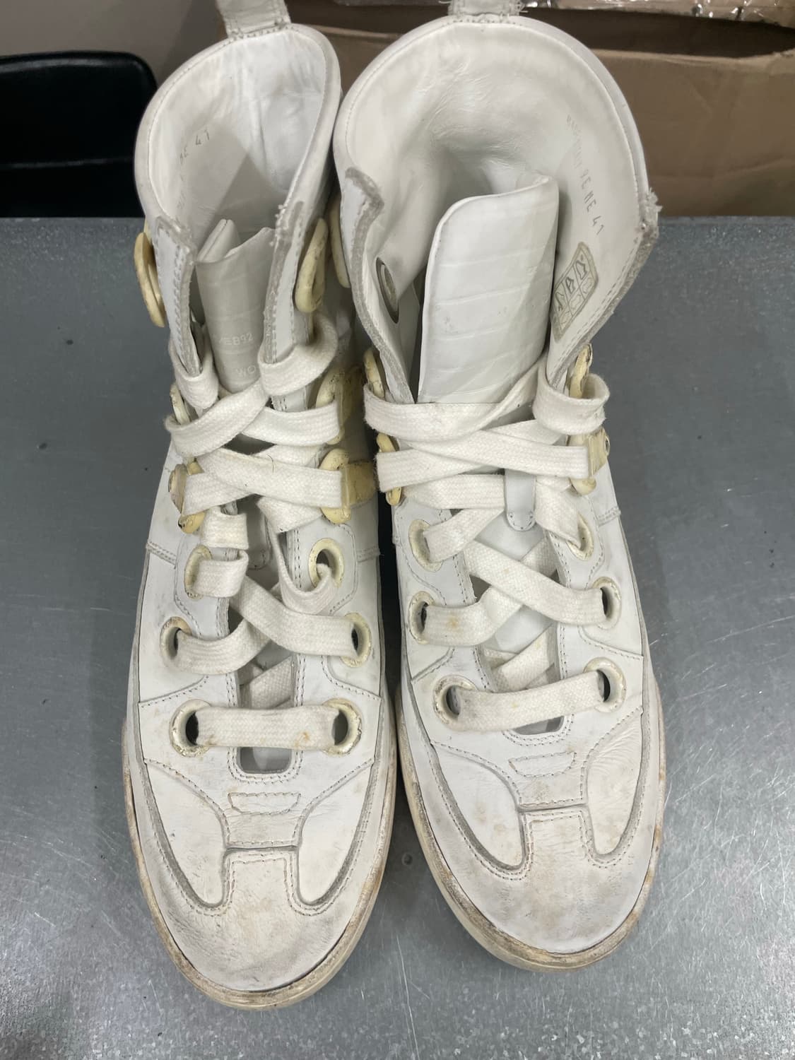 디올 옴므 09SS 올 화이트 하이탑 EU41 상품이미지5