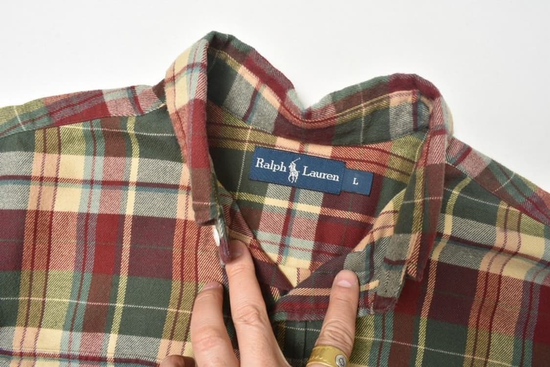 폴로 랄프로렌 암패치 체크 셔츠 남방 L N1252 상품이미지4