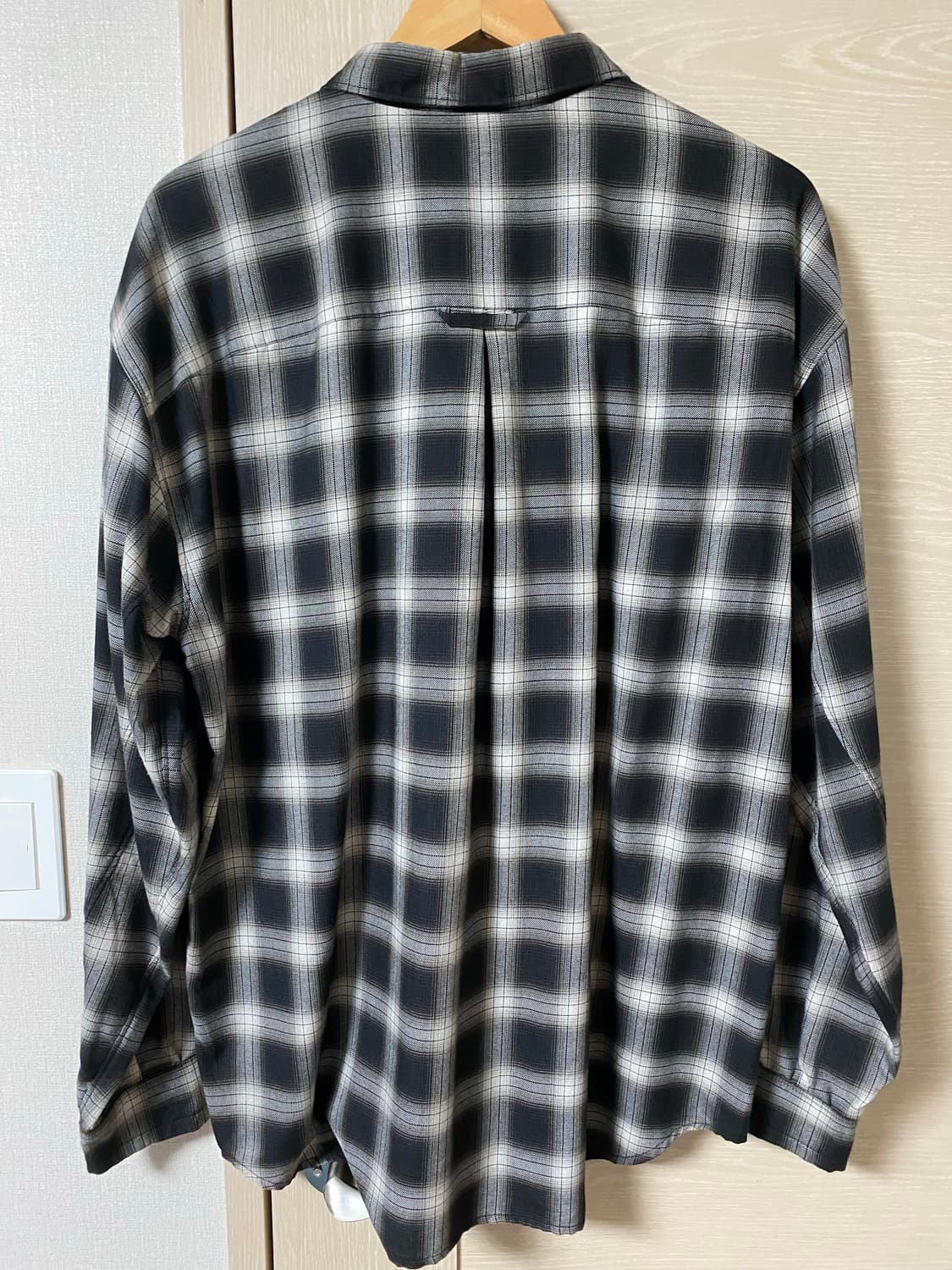 [3] 폴리테루 루즈드 체크 셔츠 블랙 화이트 재패니즈 패브릭 상품이미지5