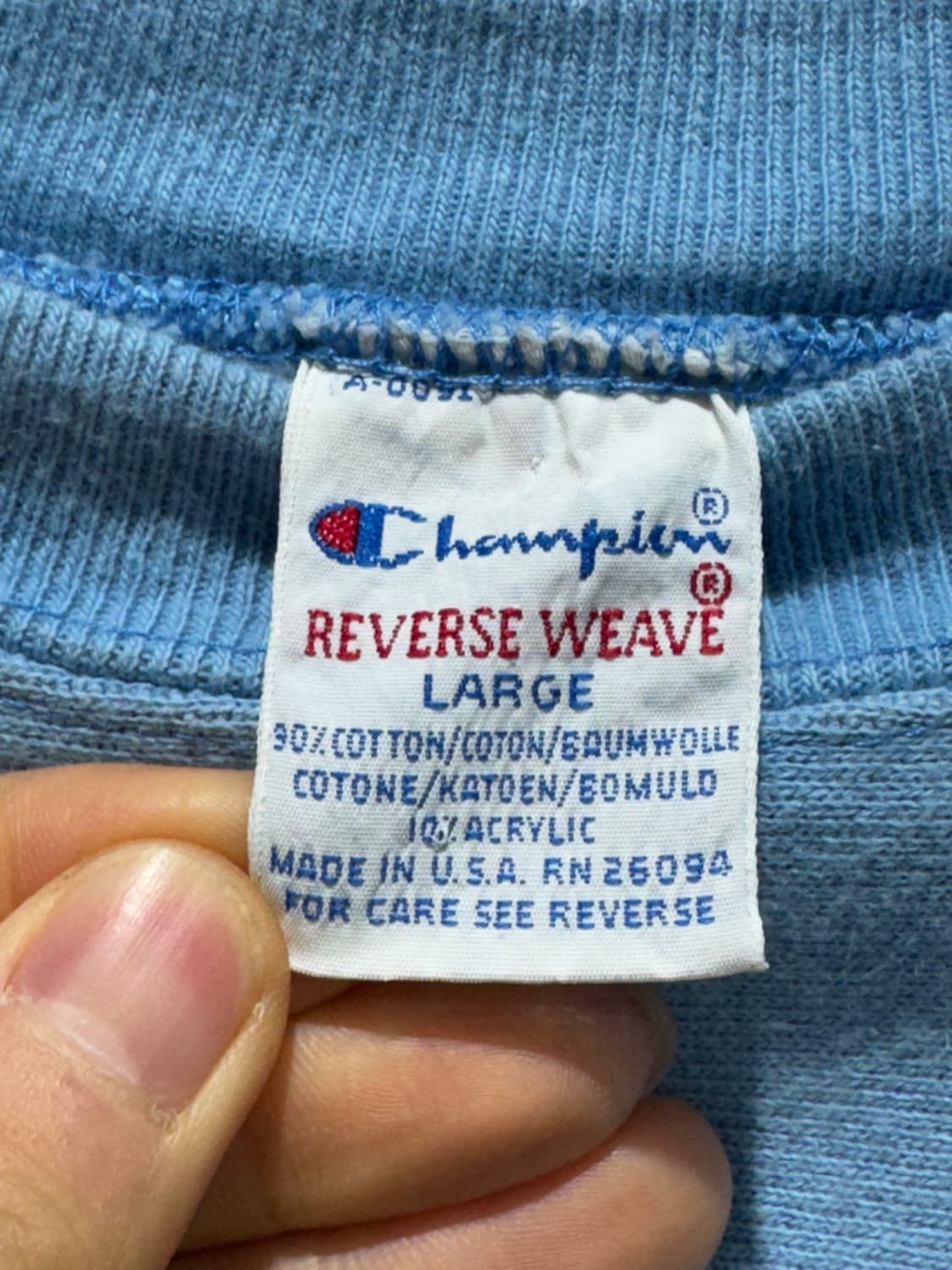 90s 챔피온 리버스위브 블루 스웻셔츠 상품이미지4