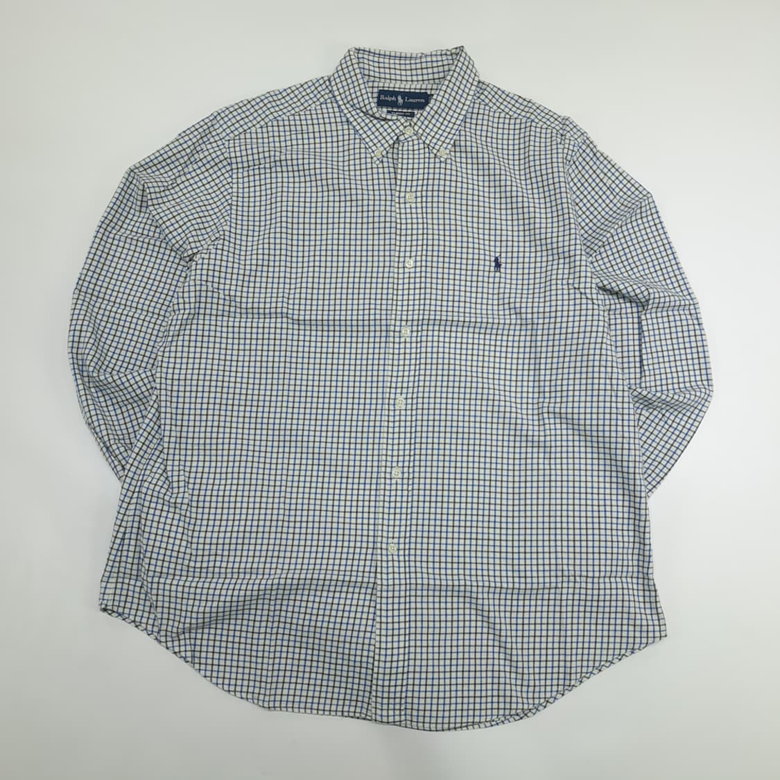 Co891 XL 폴로 랄프로렌 블루블랙 마이크로체크 긴팔 셔츠 남방 상품이미지1