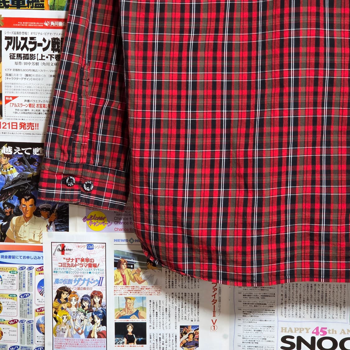 JPN 배드보이 타탄 체크 프린팅 레드 셔츠 상품이미지6