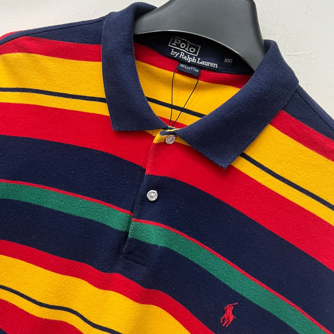 90s 폴로 랄프로렌 멀티컬러 스트라이프 긴팔 카라티 100 상품이미지3